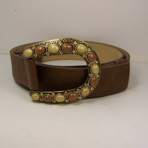 Chico's Brown Adjustable Belt Tan and Brown Stones